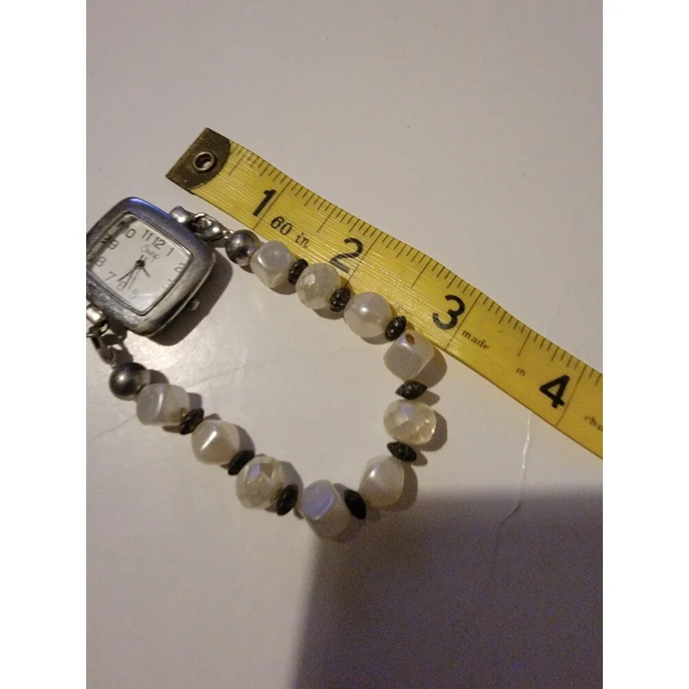 Swap Ladies Watch Quartz Japan Movement White Stone Like Bead